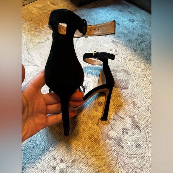 Stuart Weitzman Black Suede Strappy Heel Size 8.5 - Picture 5 of 9